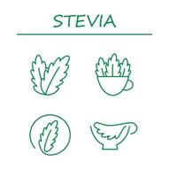 Stevia hinterlässt Symbole. natürlicher Stevia-Süßstoff. bearbeitbarer Strich vektor