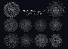 Mandala Sammlung Vektor kostenloser Vektor. Kreisförmiges Blumenset Mandala