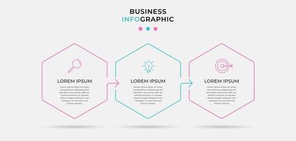 Infografik-Designvorlage mit Symbolen und 3 Optionen oder Schritten vektor