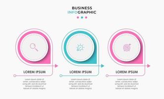 Infografik-Designvorlage mit Symbolen und 3 Optionen oder Schritten vektor