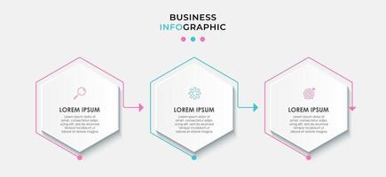 Infografik-Designvorlage mit Symbolen und 3 Optionen oder Schritten vektor