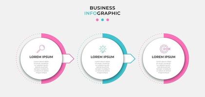 Infografik-Designvorlage mit Symbolen und 3 Optionen oder Schritten vektor