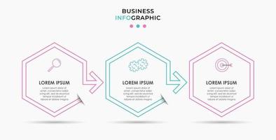 Infografik-Designvorlage mit Symbolen und 3 Optionen oder Schritten vektor