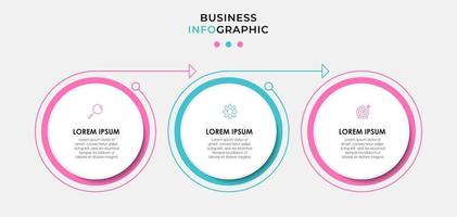 Infografik-Designvorlage mit Symbolen und 3 Optionen oder Schritten vektor