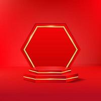 3D realistiska podiumskärm för rött guld vektor