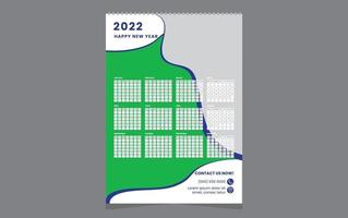 Einzelner Wandkalender 2022 Vorlagendesign mit Vektor. vektor