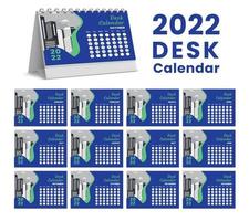 Set Tischkalender 2022 Vorlagendesign, Satz von 12 Monaten, vektor