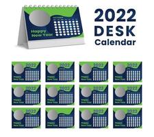 Set Tischkalender 2022 Vorlagendesign, Satz von 12 Monaten, vektor