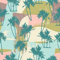 Seamless exotiskt mönster med tropiska palmer och konstnärlig bakgrund. vektor