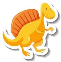 niedlicher gelber Dinosaurier-Cartoon-Charakter-Aufkleber vektor