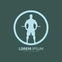 Gym logotyp stark man ikon kondition silhuett vektor isolerat design med pinne