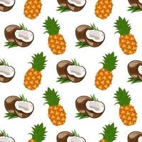 nahtloses Muster mit Kokos und Ananas vektor