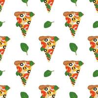 nahtloses Muster mit Pizza. Foodprint mit Gemüse und Käse vektor