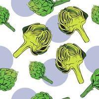 Artischocke reif ganze Grün Vektor nahtlos Muster. organisch Gemüse Produkte zum gesund Diät. Vektor Illustration auf Hintergrund von Kreise