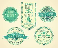 Set med hälsosam livsstil Etiketter och tecken vektor