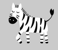 handgezeichnetes Vektor-Zebra. süße Cartoon-Baby-Illustration vektor