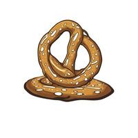 oktober fest Semester kopia Plats bakgrund med pretzel och öl ölkrus glas. berömd tysk oktober fest dag bavaria festival baner. öl mugg, jätte pretzel, råna med skum tysk traditionell mat. vektor