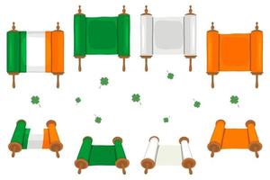 irischer feiertag st patrick day, großes set scrollt papierband vektor