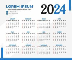 2024 Kalender Vorlage vektor