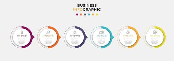 Infografik-Designvorlage mit Symbolen und 6 Optionen oder Schritten vektor