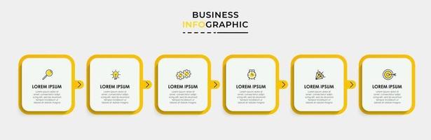 Infografik-Designvorlage mit Symbolen und 6 Optionen oder Schritten vektor