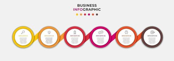 Infografik-Designvorlage mit Symbolen und 6 Optionen oder Schritten vektor