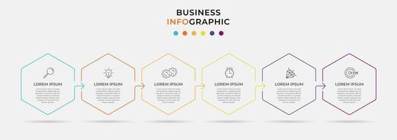 Infografik-Designvorlage mit Symbolen und 6 Optionen oder Schritten vektor