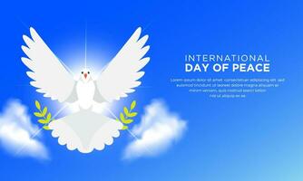 Welt Frieden Tag Design Hintergrund Vektor. International Frieden Tag Design mit Taube Karikatur Vektor. vektor
