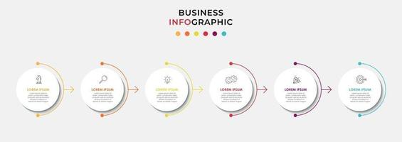 Infografik-Designvorlage mit Symbolen und 6 Optionen oder Schritten vektor