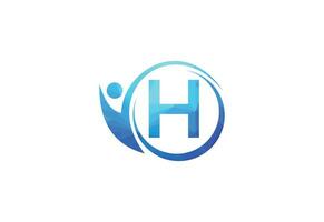 brev h med mänsklig hälsa vård logotyp design vektor. hälsa vård symbol mall. vektor