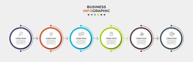 Infografik-Designvorlage mit Symbolen und 6 Optionen oder Schritten vektor