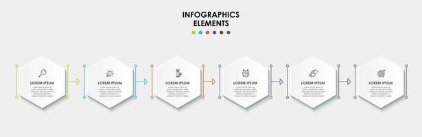 Infografik-Designvorlage mit Symbolen und 6 Optionen oder Schritten vektor