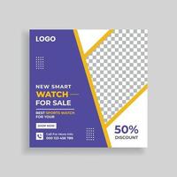 smart klocka försäljning sociala medier post mall design. webb banner design vektor