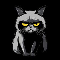 Katze Clip Art Illustration Design mit ein wütend Gesicht auf ein schwarz Hintergrund vektor