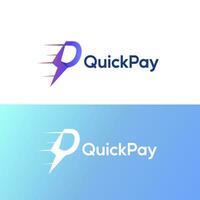 snabb betalning digital elektronisk transaktion logotyp symbol ikon. med en blixt- begrepp och lutning färger vektor