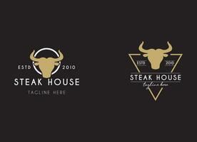 Prämie Steak Haus Restaurant Logo Design vektor