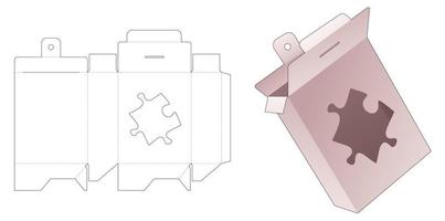 Hängeverpackung aus Karton mit Puzzle-Formfenster-Stanzschablone vektor