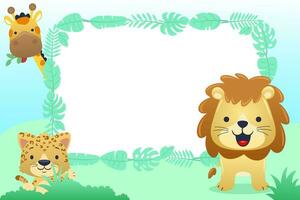 tecknad serie rolig vild djur med tom tecken. vektor illustration