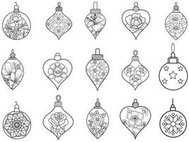 Weihnachten Ornamente einstellen mit Bälle, Schneeflocken, Hüte, Stern, Weihnachten Baum, orange, Socke, Geschenk, trinken und Girlanden. Vektor Symbole zum Geschäft und Ferien