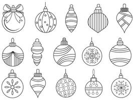 Weihnachten Ornamente einstellen mit Bälle, Schneeflocken, Hüte, Stern, Weihnachten Baum, orange, Socke, Geschenk, trinken und Girlanden. Vektor Symbole zum Geschäft und Ferien