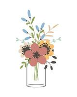 glas burk med blommor 1 vektor