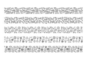 zurück zu Schule Gekritzel Rand Dekoration nahtlos Muster von Hand gezeichnet Hintergrund horizontal Rand mit Schule liefert und kreativ Element Objekt Bildung vektor