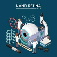 isometrische Zusammensetzungsvektorillustration der Nanotechnologie-Netzhaut vektor