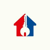 Logo Design Grafik Konzept kreativ abstrakt Prämie Vektor Zeichen Lager einfach Zuhause mit Center Schlüssel im Negativ Raum. verbunden zu Haus sperren das Tür
