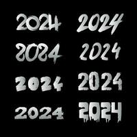 2024 hand skriven stil typografi design, 2024 skrivning bunt vektor