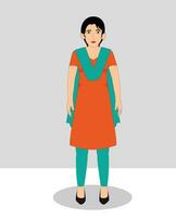 indisk flicka främre se tecknad serie karaktär design vektor