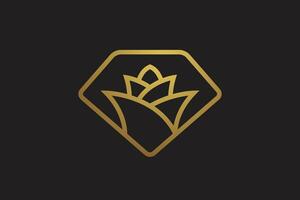 Luxus Rose Blume Diamant Logo Design Vektor