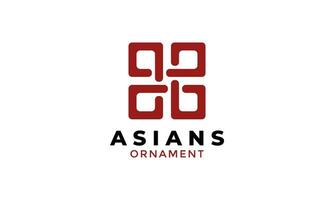 Ornament dekorativ Platz Logo Asien Stil zum Geschäft vektor