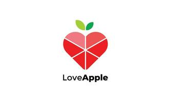 Apfel Liebe gestalten Logo minimalistisch zum Obst Geschäft vektor