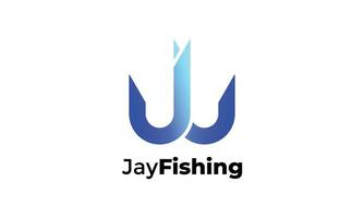 fiske krok logotyp stil design för fiskare vektor